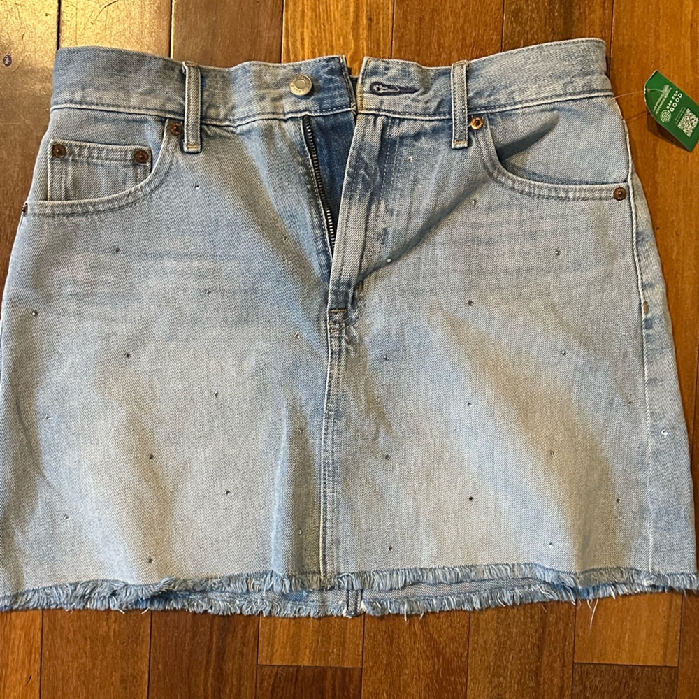 Gap Denim Mini Skirt with Frayed Hem